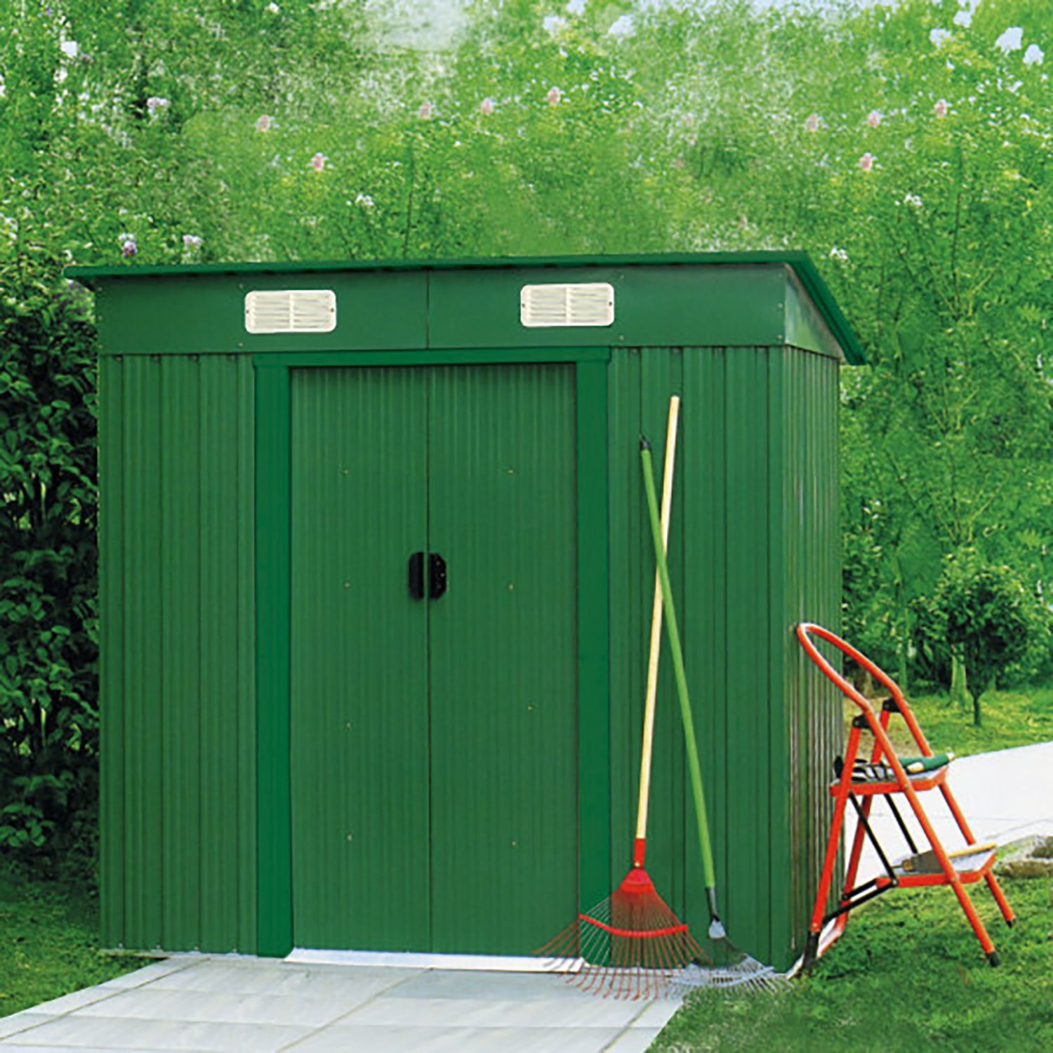 VERDELOOK - Casetta box da giardino in metallo Maisonette - h180x121x195 cm